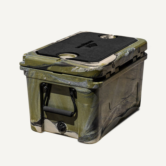 Mangrove Outdoors 45L & 50L Esky Drain Plug with Cutting Board Divider, Dry Goods Basket, Cup-Holder, Cooler, Icebox, Chilly-Bin, Camping, Fishing, Boating, Camo-Cooler