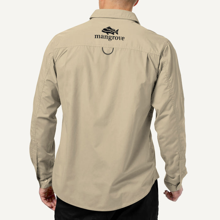 Mangrove Outdoors VentDry Fishing and Camping Shirt, UV Safe SPF30+, fishing-shirt, lightweight, Sand-Colour Back View
