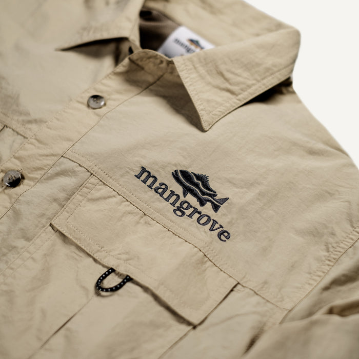 Mangrove Outdoors VentDry Fishing and Camping Shirt, UV Safe SPF30+, fishing-shirt, lightweight, Sand-Colour, Chest Embroidery
