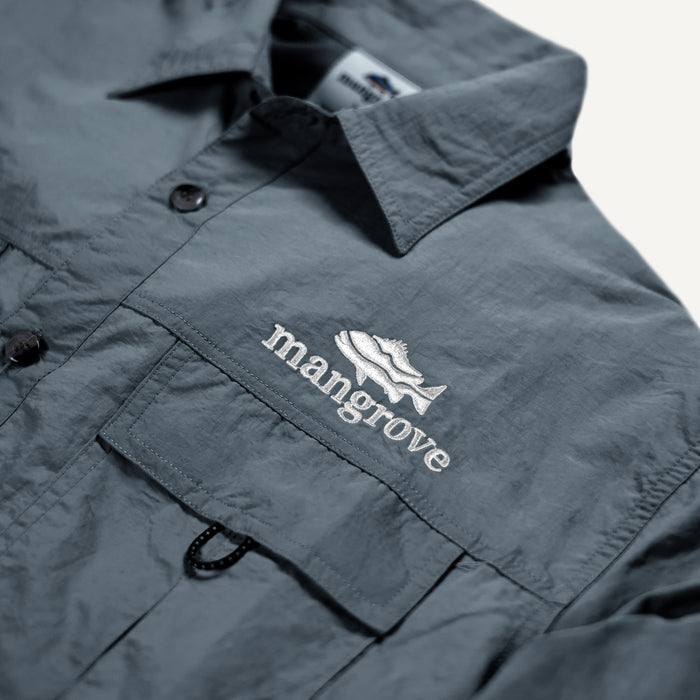 Mangrove Outdoors VentDry Fishing and Camping Shirt, UV Safe SPF30+, fishing-shirt, lightweight, Stone-Blue-Colour, Chest Embroidery