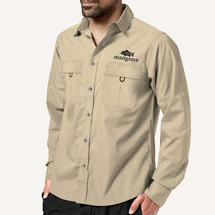 Mangrove Outdoors VentDry Fishing and Camping Shirt, UV Safe SPF30+, fishing-shirt, lightweight, Sand-Colour, Front View