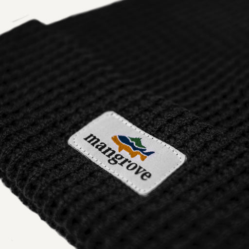 Mangrove Outdoors Black Waffle Beanie Logo Patch
